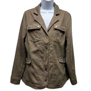 NEW! Doe & Rae Women’s Sz L Brown Corduroy Long Sleeve Snap Closure Blazer, V557